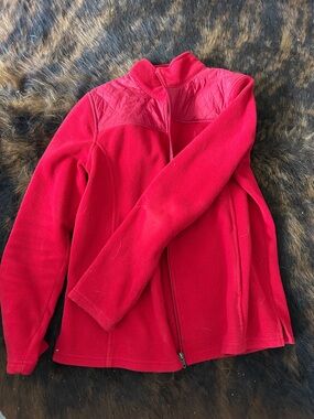 Talbots Red Fleece Jacket with Plaid Lining